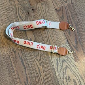 Canvas Bag Strap with Red 'Ciao' Text